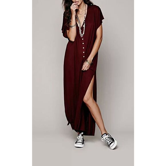 Free People FP beach Marrakesh Maxi Dress tunic blue sz  XS $148 - Picture 1 of 8